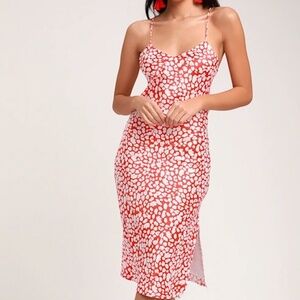 Calling My Spirit Red Print Satin Midi Dress